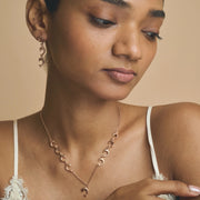 Rose gold dolphin charm necklace with matching dangling earrings set