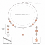 Dual Tone Snowflake Drop Necklace Set