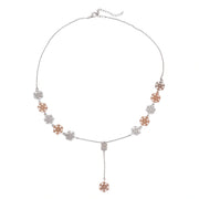 Dual Tone Snowflake Drop Necklace Set