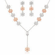 Dual Tone Snowflake Drop Necklace Set