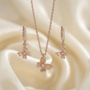Rose Gold Butterfly Pendant Set