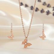 Rose Gold Butterfly Pendant Set