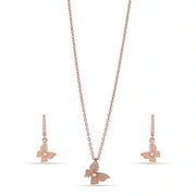Rose Gold Butterfly Pendant Set