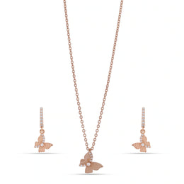 Rose Gold Butterfly Pendant Set