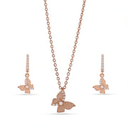 Rose Gold Butterfly Pendant Set