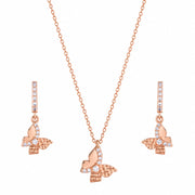 Rose Gold Butterfly Pendant Set