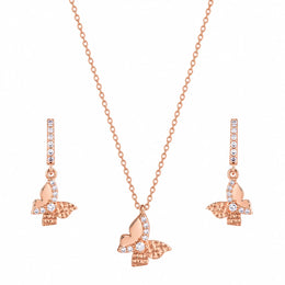Rose Gold Butterfly Pendant Set