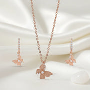 Rose Gold Butterfly Pendant Set