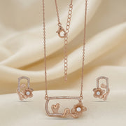 Rose Gold Floral Heart Jewelry Set