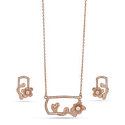 Rose Gold Floral Heart Jewelry Set