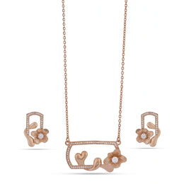 Rose Gold Floral Heart Jewelry Set