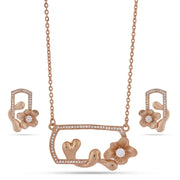 Rose Gold Floral Heart Jewelry Set