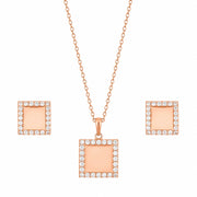Rose Gold Square Crystal Set
