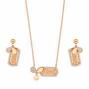 Rose Gold Crystal Pendant Set