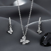 Crystal Butterfly Drop Necklace Set