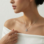 Crystal butterfly pendant necklace with matching drop earrings set for women
