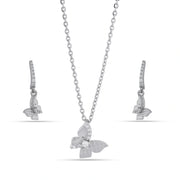 Crystal Butterfly Drop Necklace Set