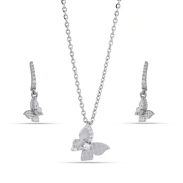 Crystal Butterfly Drop Necklace Set