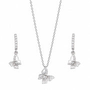 Crystal Butterfly Drop Necklace Set