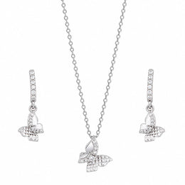 Crystal Butterfly Drop Necklace Set
