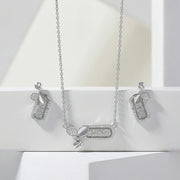 Geometric Crystal Drop Necklace Set