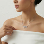Geometric crystal drop necklace set with rectangular pendant and matching earrings