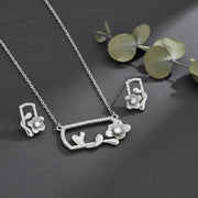 Floral Heart Crystal Pendant Set
