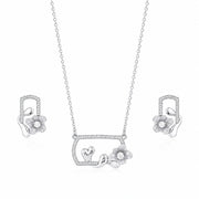 Floral Heart Crystal Pendant Set