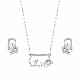 Floral Heart Crystal Pendant Set
