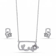 Floral Heart Crystal Pendant Set