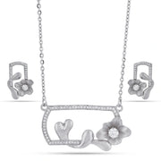 Floral Heart Crystal Pendant Set