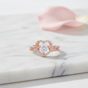 Rose Gold Halo Heart Ring