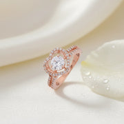 Rose Gold Halo Heart Ring