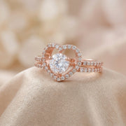 Rose Gold Halo Heart Ring