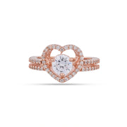Rose Gold Halo Heart Ring