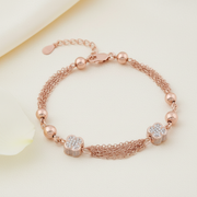 Flower Shape Beads Connected with Multi Layer Chains in Bracelet