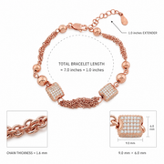 Rose Gold Crystal Charm Bracelet