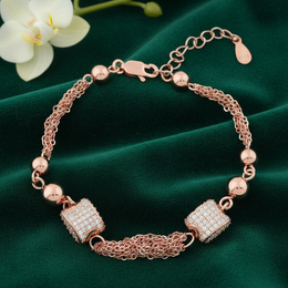 Rose Gold Plated 925 Sterling Silver Pavé Mesh Bracelet