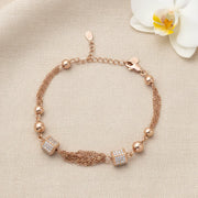 Rose Gold Cube Tassel Bracelet