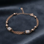 Rose Gold Cube Tassel Bracelet