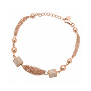 Rose Gold Cube Tassel Bracelet