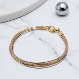 Tricolor Luxe Sterling Silver Multi-Strand Bracelet