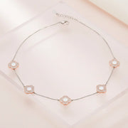 Pink Clover Station Chain Necklace
