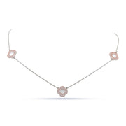 Pink Clover Station Chain Necklace