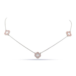 Pink Clover Station Chain Necklace