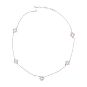 Pink Clover Station Chain Necklace