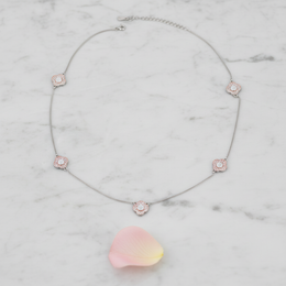 Flower Cleef Station Necklace - MOP & Pave Sterling Silver