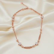 Rose Gold Beaded Tassel Necklace