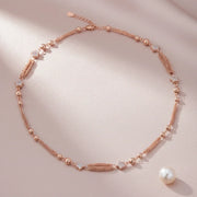 Rose Gold Beaded Tassel Necklace