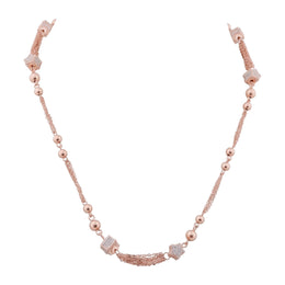 Rose Gold Beaded Tassel Necklace